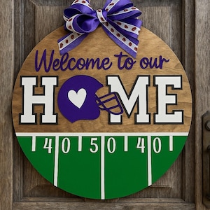 Custom Football Door Hanger | Team Colors Welcome Home Decor