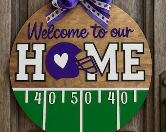Custom Football Door Hanger | Team Colors Welcome Home Decor