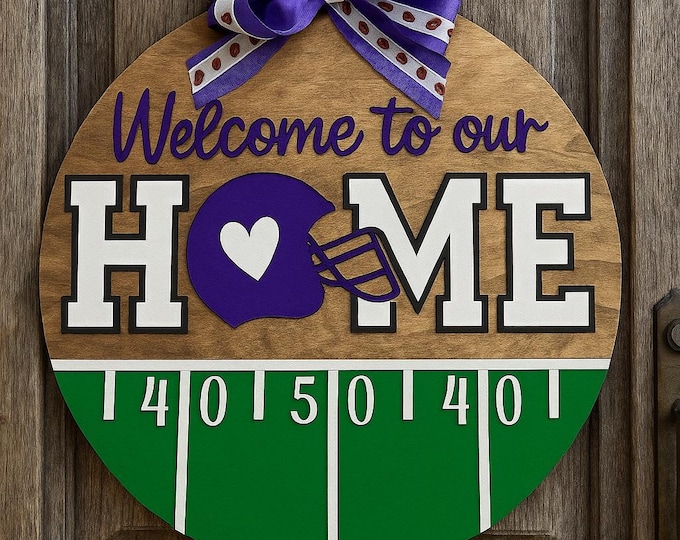 Custom Football Door Hanger | Team Colors Welcome Home Decor
