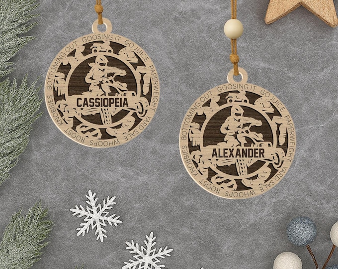 Personalized ATV Rider Ornament – Custom Name Christmas Keepsake for Off-Road Enthusiasts