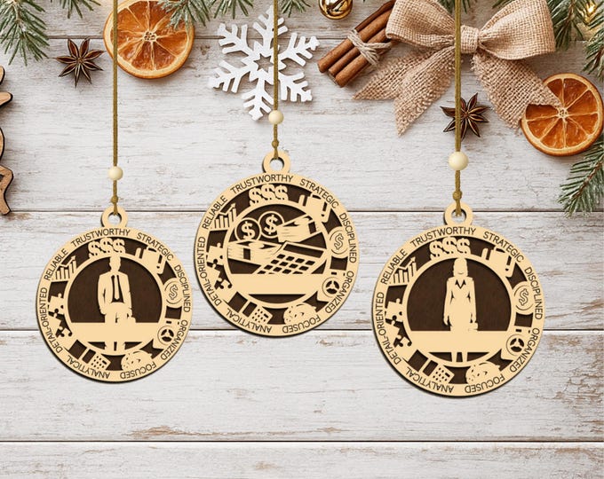 Personalized Banker Ornament, Handcrafted Wood, Custom Career Keepsake
