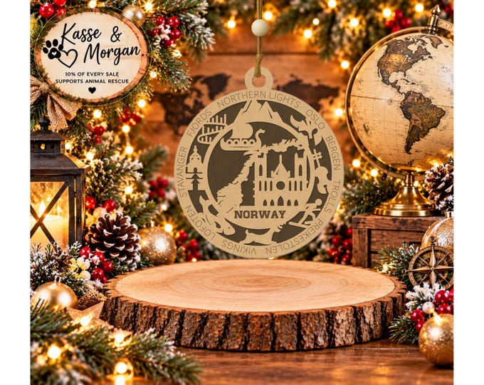 Personalized Norway Ornament, Norway Christmas Ornament, Norwegian Gift, Norway Keepsake, Custom Country Ornament