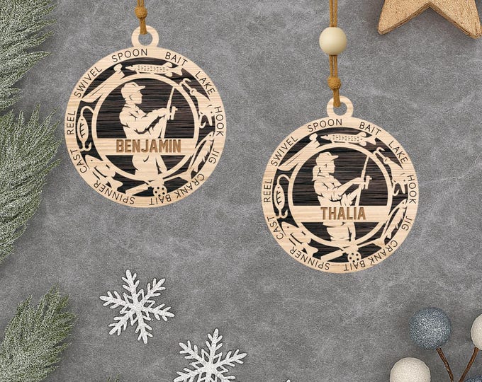 Personalized Fishing Ornament – Custom Name Fisherman or Fisherwoman Christmas Gift
