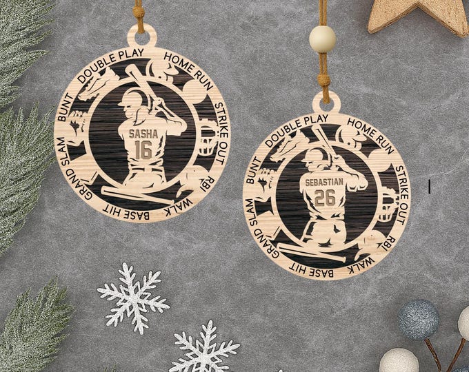 Personalized Baseball Christmas Ornament – Male & Female Player Sports Ornament