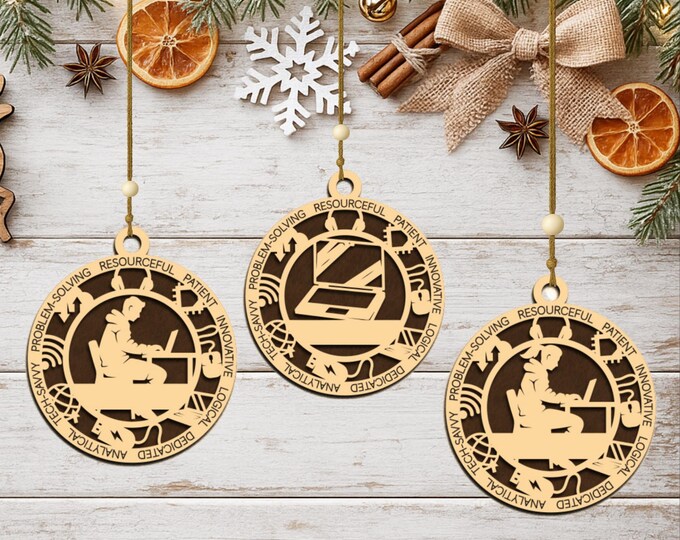 Personalized IT Ornament, Handcrafted Wood Tech Gift, Christmas Keepsake