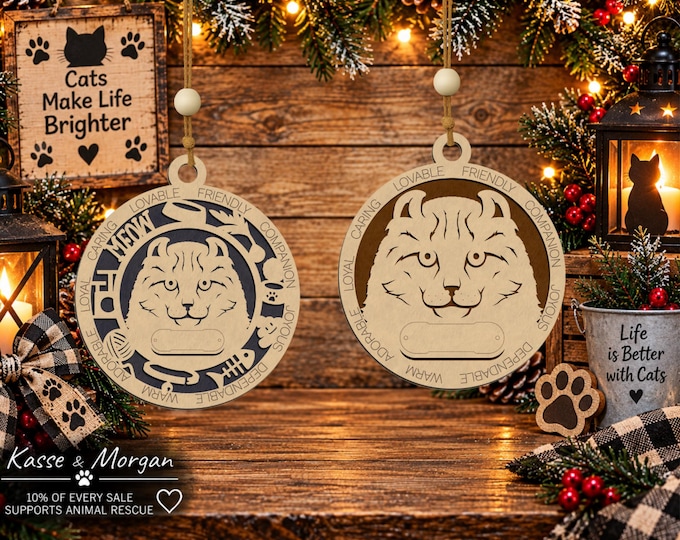 Personalized American Curl Cat Ornament, Custom Wooden Pet Memorial Gift