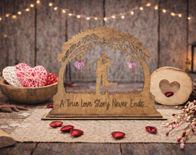 Personalized Couple Wood Sign – Anniversary Gift with Custom Initials