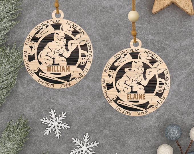 Personalized Baseball Catcher Christmas Ornament – Male & Female Player Sports Ornament