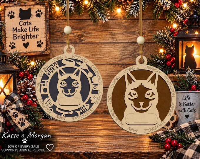 Personalized Siamese Cat Wooden Ornament, Custom Pet Memorial Gift (4" x 4")