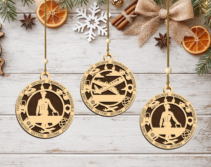 Personalized Pilot Ornament, Handcrafted Wood Keepsake, Aviation Gift