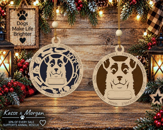 Personalized Koolie Dog Ornament, Custom Australian Working Dog Gift, Handcrafted Wood Christmas Decoration