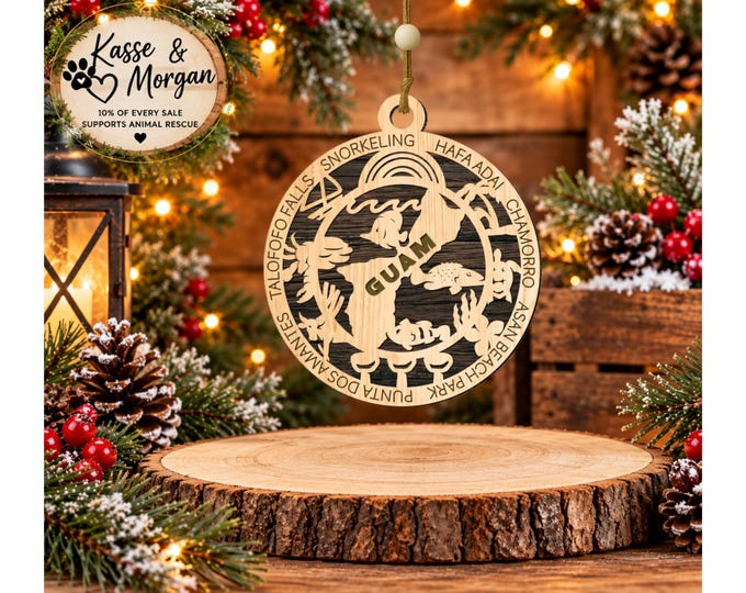 Personalized Guam Ornament, Guam Christmas Ornament, Island Ornament, Guam Gift, Custom Guam Keepsake