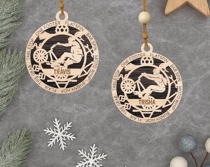 Personalized BMX Ornament: Layered Wood Christmas Gift