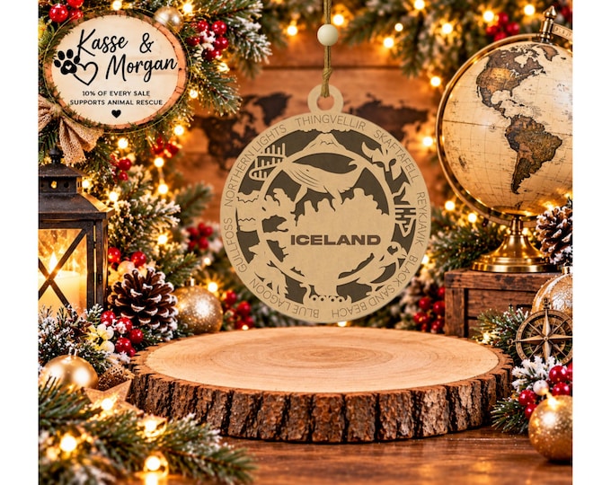 Personalized Iceland Ornament, Iceland Christmas Ornament, Iceland Gift, Iceland Keepsake, Custom Country Ornament