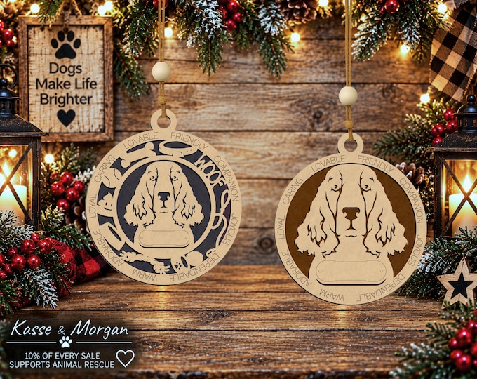 Personalized English Springer Spaniel Wood Ornament, Custom Pet Christmas Gift