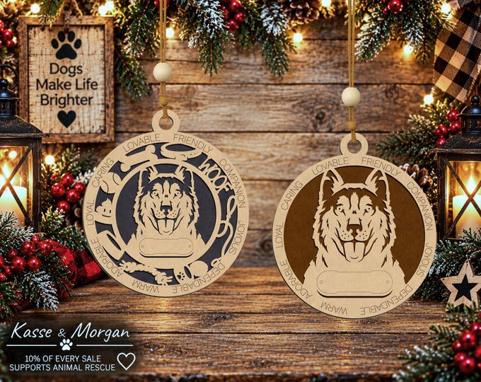 Personalized Siberian Husky Wooden Ornament, Custom Dog Gift, Handcrafted Pet Keepsake