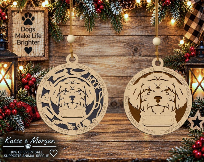 Personalized Schnoodle Wooden Ornament, Custom Dog Gift, Handcrafted Christmas Keepsake