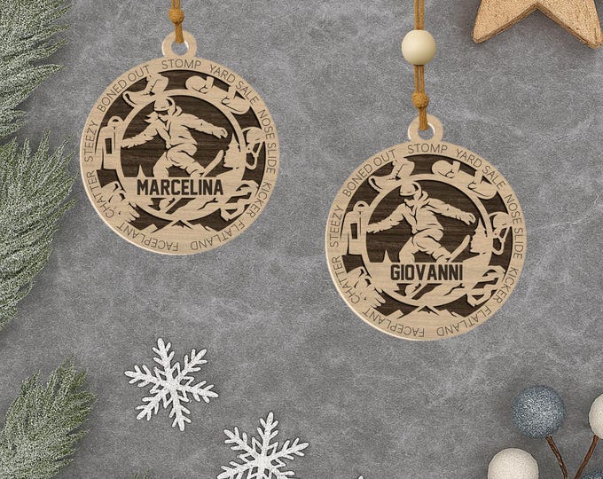 Personalized Snowboarding Ornament | Custom Laser Engraved Winter Sports Gift