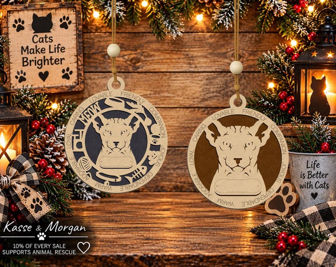 Personalized Sphynx Cat Ornament, Custom Hairless Cat Gift, Handcrafted Wood Pet Keepsake