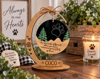 Personalized Pet Memorial Ornament & Stand, Dog Cat Memorial Gift, Pet Loss Sympathy Gift, Rainbow Bridge Keepsake, Pet Remembrance