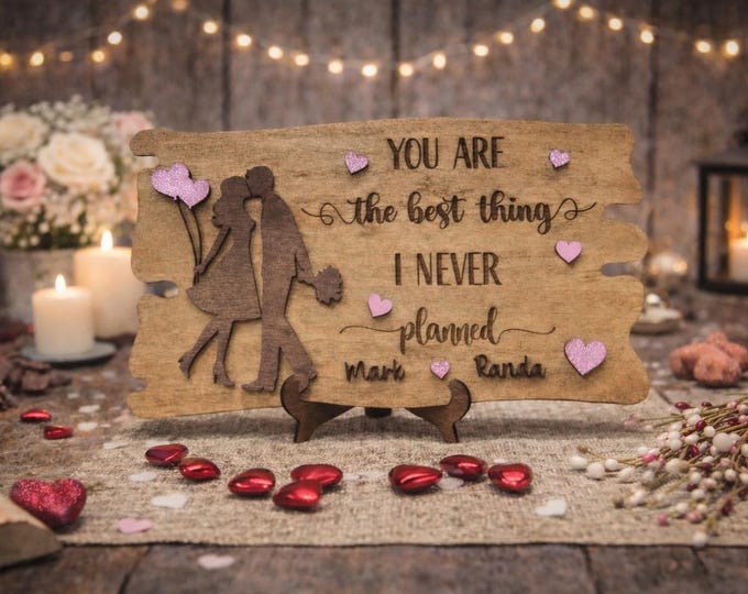 Personalized Rustic Wood Sign – Couple Names, Romantic Gift