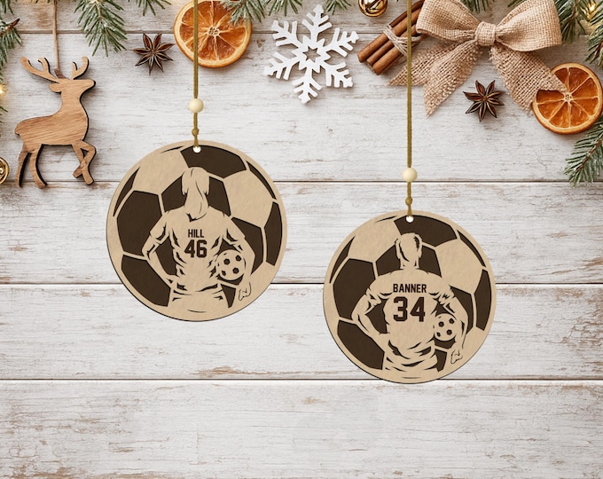 Personalized Soccer Ornament • Spotlight Player Design • Custom Name & Number • Male or Female
