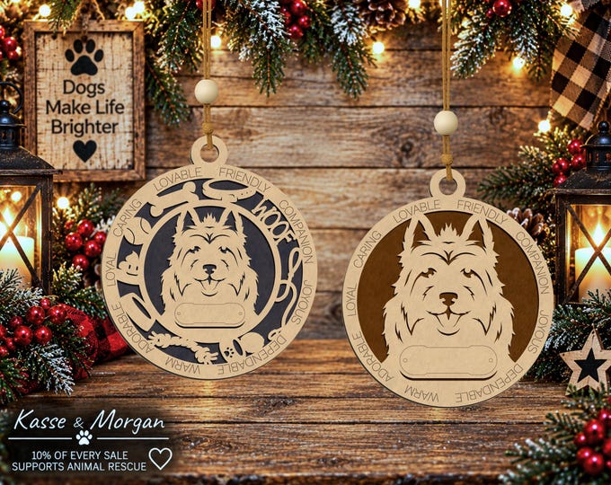 Personalized Australian Terrier Wooden Ornament, Custom Dog Christmas Gift