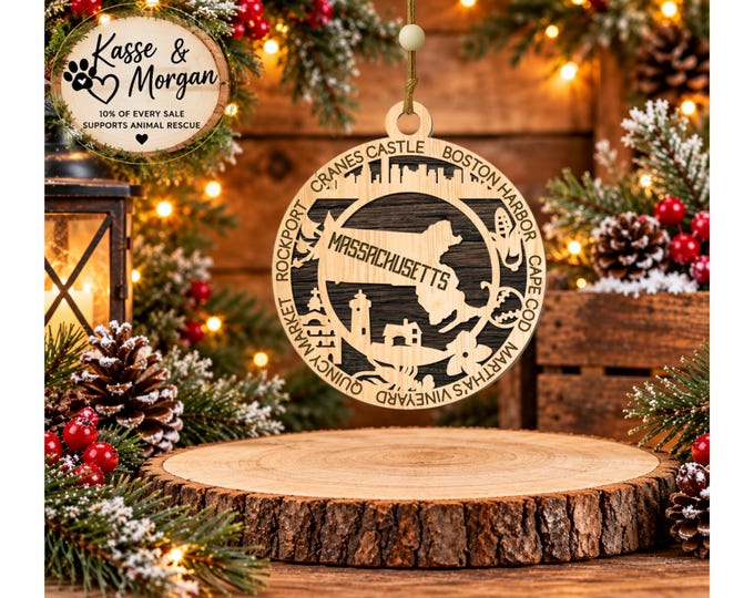 Personalized Massachusetts Ornament, Massachusetts Christmas Ornament, State Ornament, Massachusetts Gift, Custom Massachusetts Keepsake