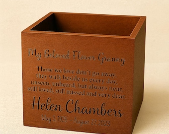 Personalized Wooden Memorial Flower Box – Custom Engraved In Loving Memory Keepsake