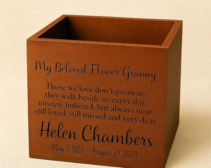Personalized Wooden Memorial Flower Box – Custom Engraved In Loving Memory Keepsake