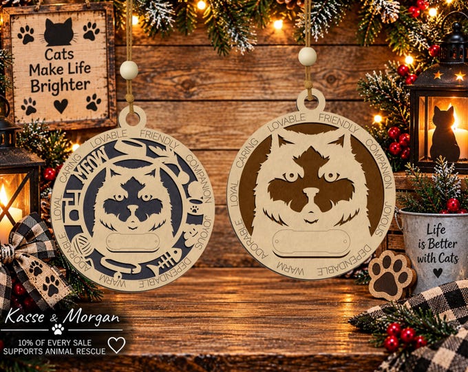 Personalized Himalayan Cat Ornament, Custom Wood Pet Memorial Gift