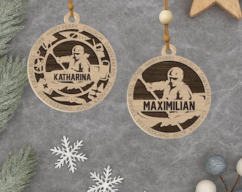 Personalized Kayaking Ornament: Laser Engraved Wood Paddler Gift