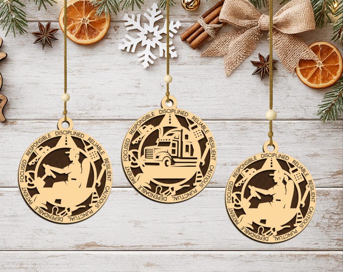 Personalized Wood Truck Driver Ornament, Handcrafted Keepsake Gift