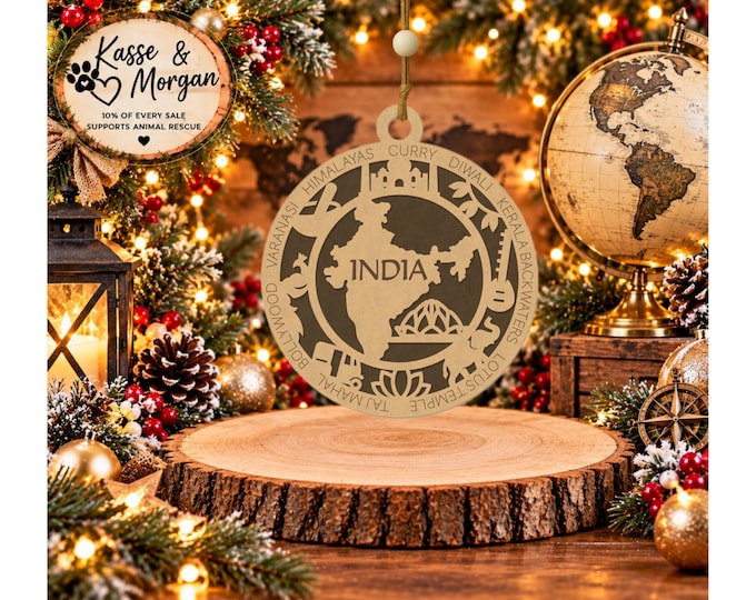 Personalized India Ornament, India Christmas Ornament, Indian Gift, India Keepsake, Custom Country Ornament