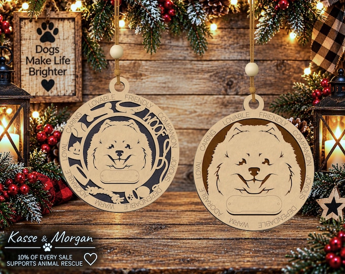 Personalized Pomeranian Dog Ornament, Custom Wooden Pet Gift, Christmas Keepsake