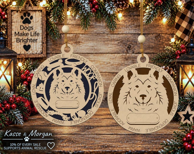 Personalized Sheltie Dog Ornament, Custom Engraved Wood Christmas Gift