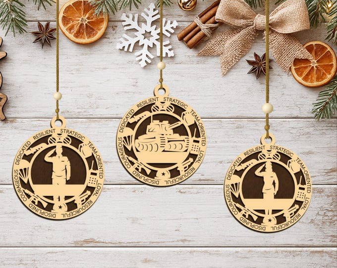 Personalized Military Soldier Ornament, Handcrafted Wood Keepsake