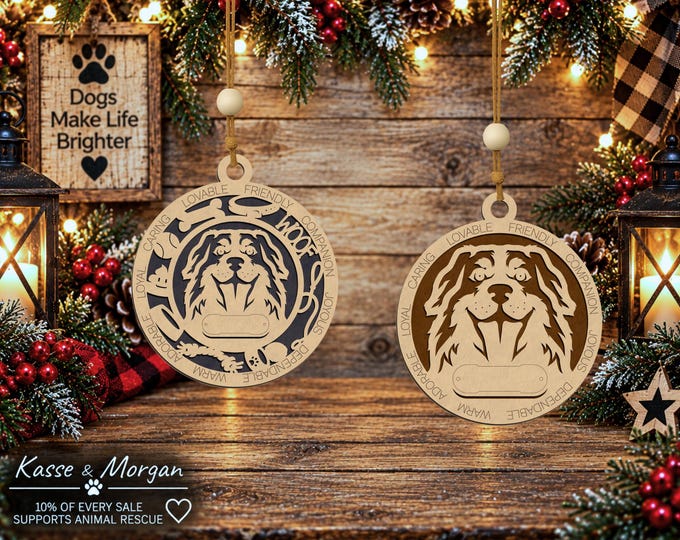 Personalized Bernese Mountain Dog Ornament, Custom Wooden Pet Gift