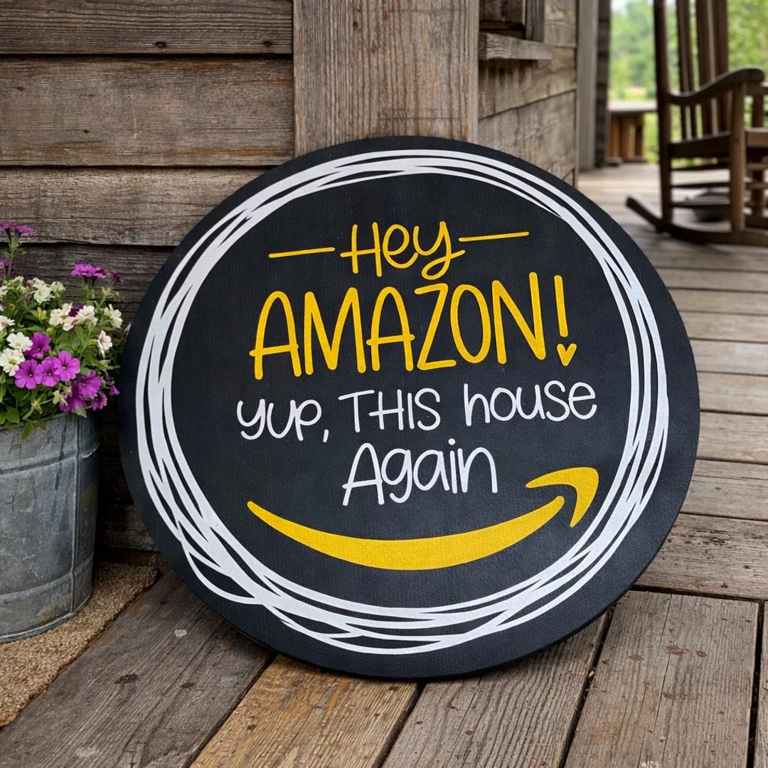 Hey Amazon Door Sign | Funny Amazon Delivery Sign | Rustic Front Door ...