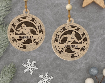 Personalized Disc Golf Ornament: Laser Engraved Wood, Rustic or Color Base