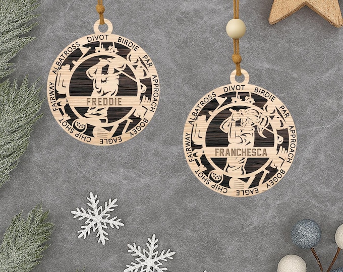 Personalized Golf Christmas Ornament – Male & Female Player Sports Ornament