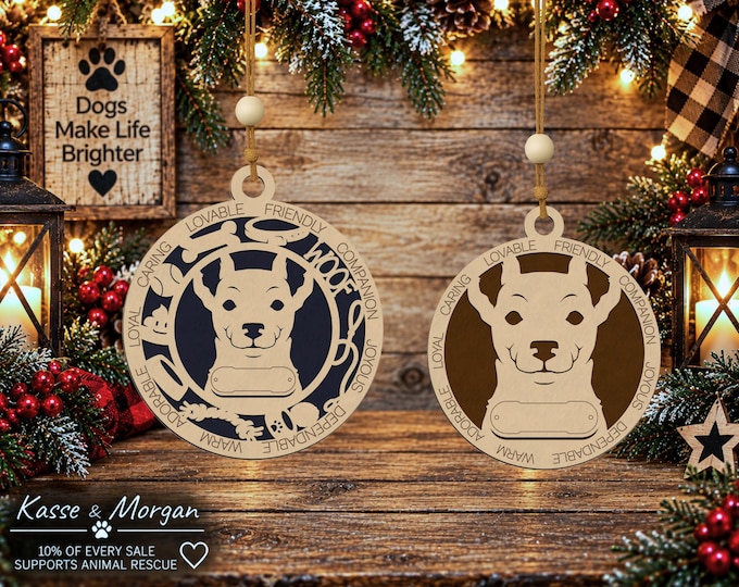 Personalized Rat Terrier Wooden Ornament, Custom Dog Gift, Handcrafted Christmas Decoration