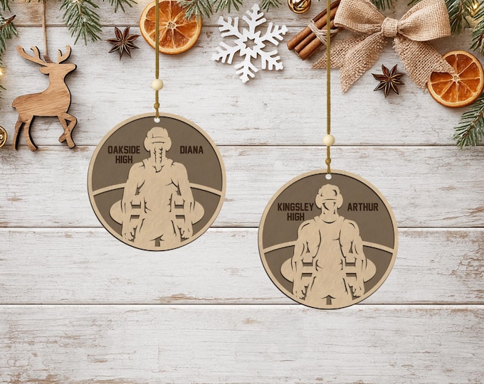 Personalized Wrestler Ornament • Spotlight Player Design • Custom Name & Year • Male or Female