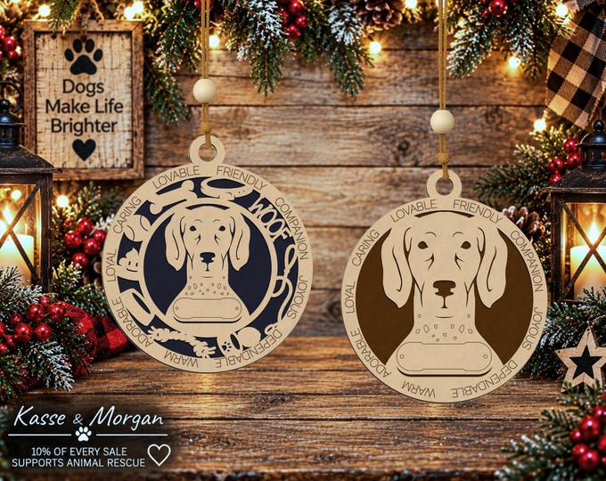 Personalized English Pointer Dog Ornament, Handcrafted Wood Christmas Gift