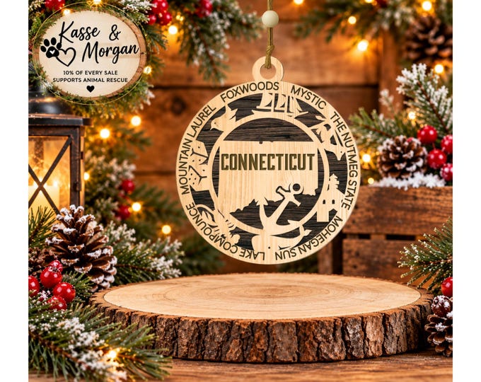 Personalized Connecticut Ornament, Connecticut Christmas Ornament, State Ornament, Connecticut Gift, Custom Connecticut Keepsake