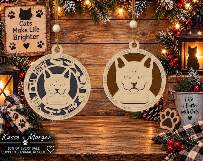 Personalized Bombay Cat Ornament, Custom Wood Pet Memorial, Christmas Gift