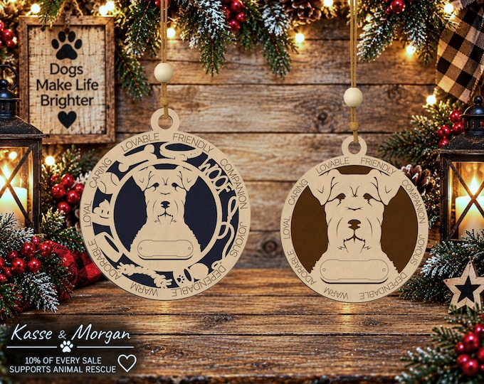 Personalized Kerry Blue Terrier Ornament, Custom Engraved Wood Dog Gift