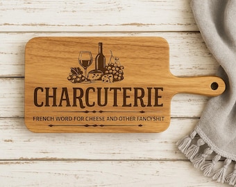 Personalized Oak Charcuterie Board: Funny Kitchen Gift