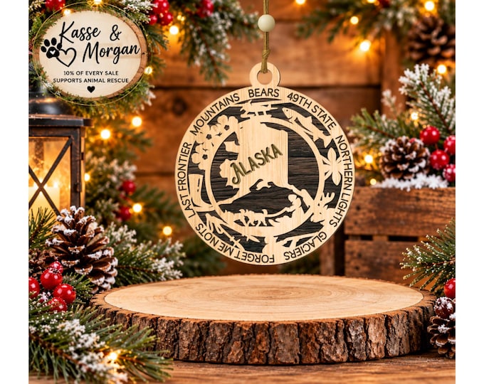Personalized Alaska Ornament, Alaska Christmas Ornament, State Ornament, Alaska Gift, Custom Alaska Keepsake