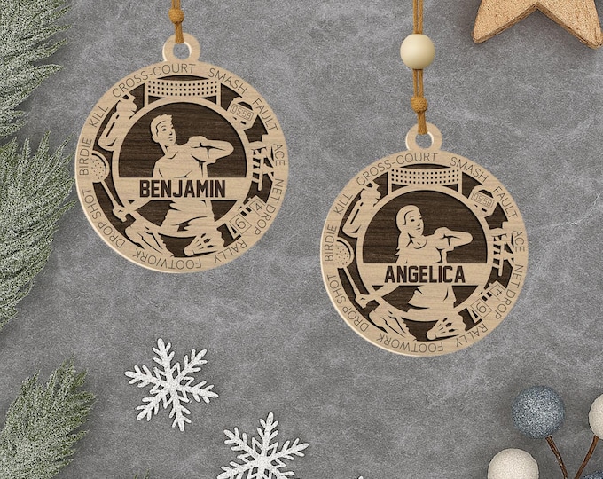 Personalized Badminton Ornament: Engraved Player Gift